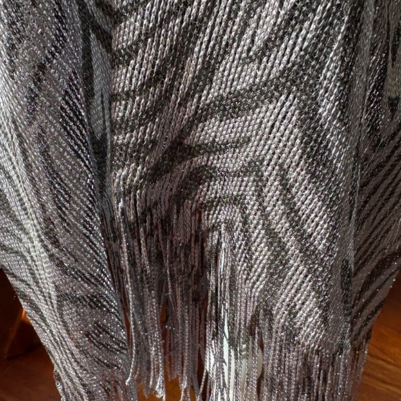 Zebra Print Metallic Mesh Shimmery Shawl with Fringe - Picture 5 of 6
